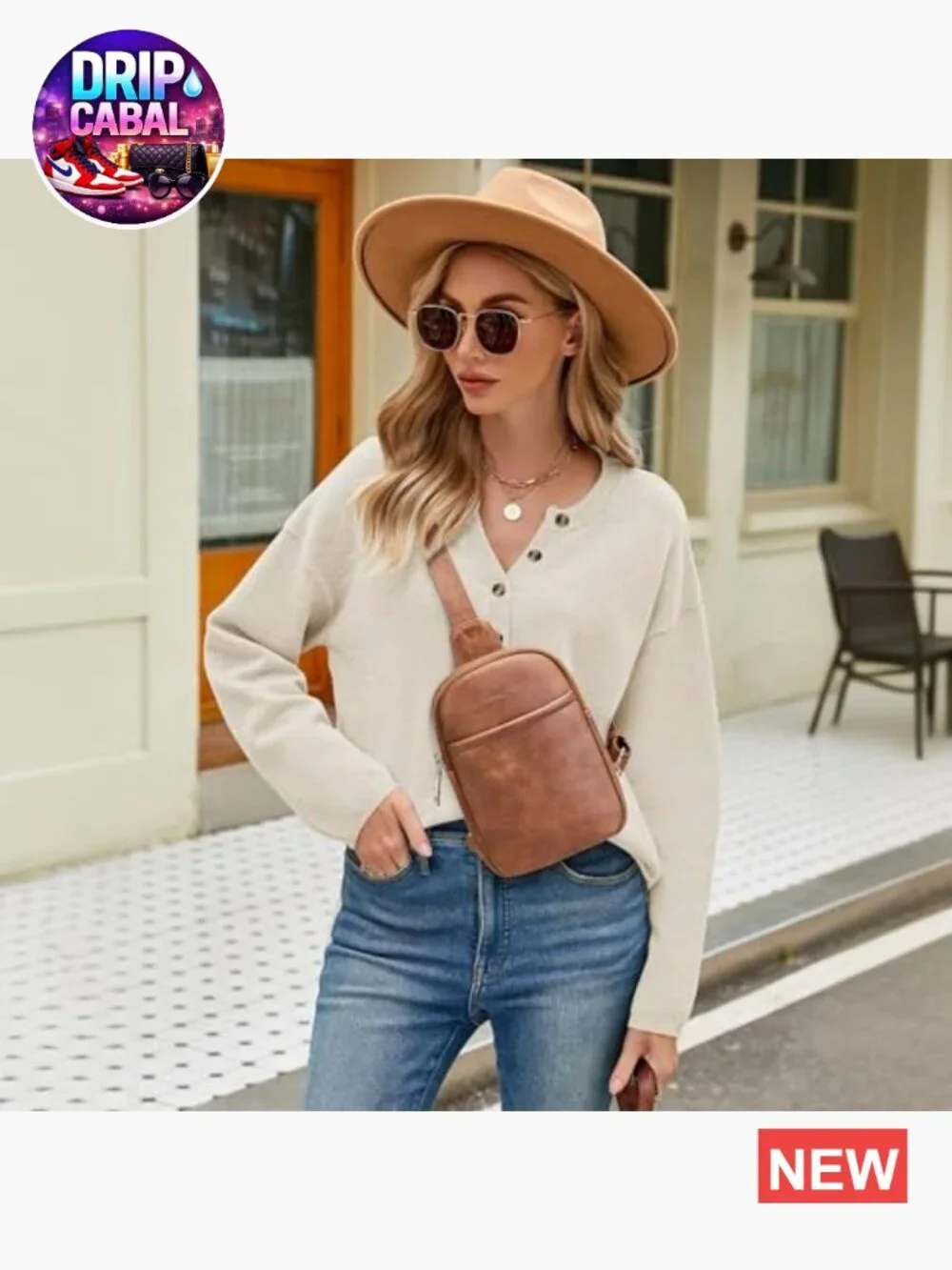 Crossbody Sling Bag - Faux Leather Shoulder Bag for Women